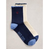 White Stuff 2Pk Embroidered Ankle Socks In Natural | White Stuff UK