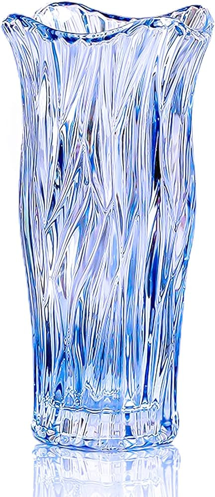 Glass Vase for Flowers, Blue Clear Glass Vases for Centerpieces, Crystal Vase for Home Table Flow... | Amazon (US)