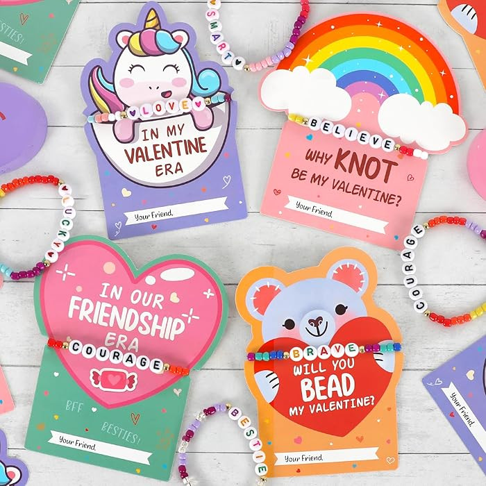 DAZONGE Valentines Day Gifts for Kids, 24 Packs Friendship Valentine’ s Day Cards with Colorful... | Amazon (US)