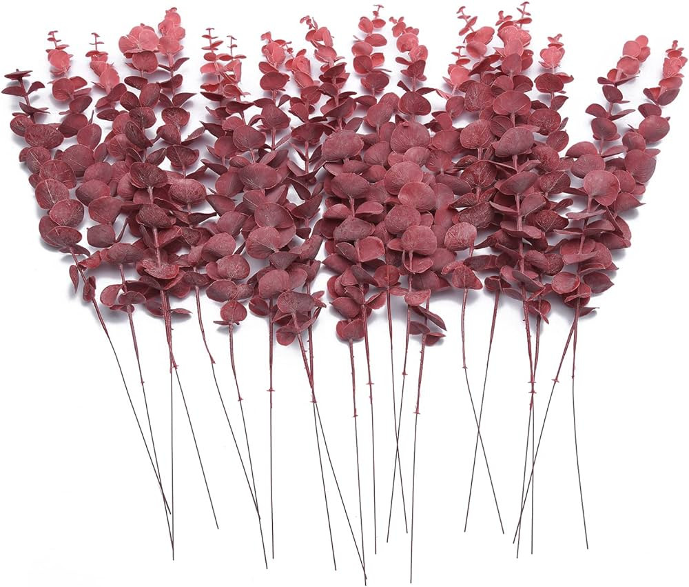 FuleHouzz 20pcs Artificial Eucalyptus Stems Faux Eucalyptus Leaves Branches 18.5" Tall Real Touch... | Amazon (US)