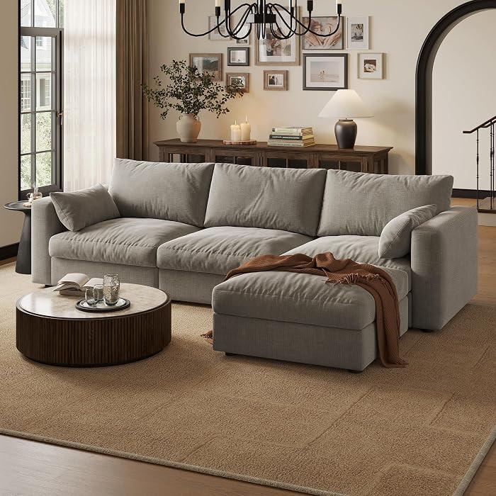 99" Cloud Modular Sectional Sofa with Storage Ottoman, L\u2011Shaped Couch with Chaise, 4 Seater ... | Amazon (US)