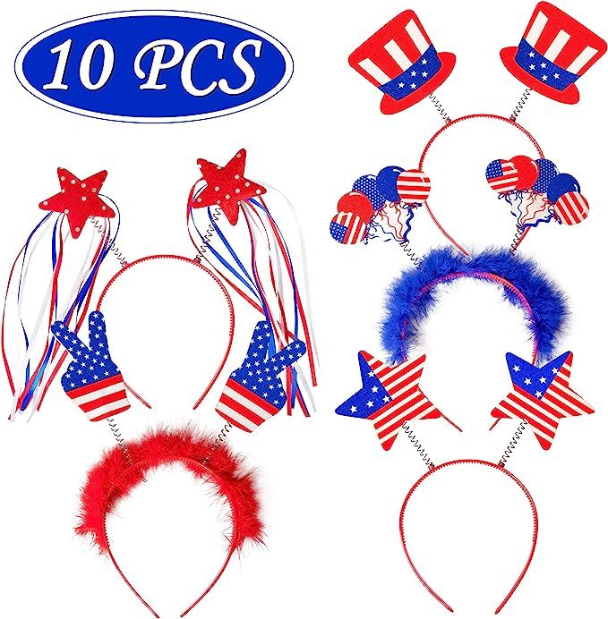 10PCS Patriotic Head Boppers Headband - Star Uncle Sam Hat Balloons- Fourth 4th of July Party Acc... | Amazon (US)