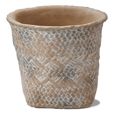 tagltd Tulum Whitewash Cement Basket Planter Small, 9.4L x 9.4W x 6.3H inches, Holds up to an 8" ... | Target
