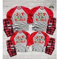 Family Christmas Pajamas, Joy To The World Song Matching Pajamas Set For | Etsy (US)