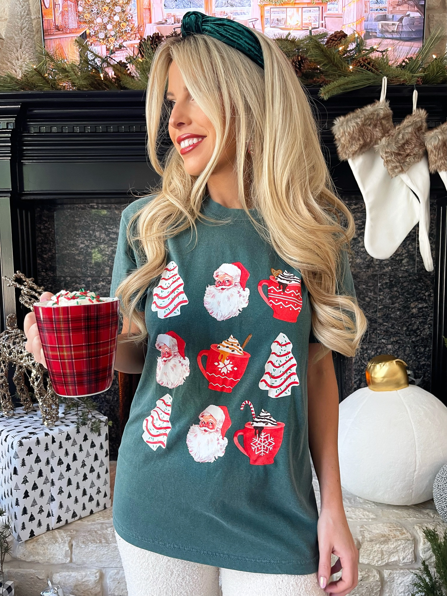 Macy20 for 20% off! Christmas style. Christmas graphic tee. Holiday style. Holiday graphic tee. Santa. Little Debbie tree cakes. Hot cocoa. Festive style. Christmas party outfit. Christmas lounge wear  

#LTKfindsunder50 #LTKHoliday #LTKSeasonal