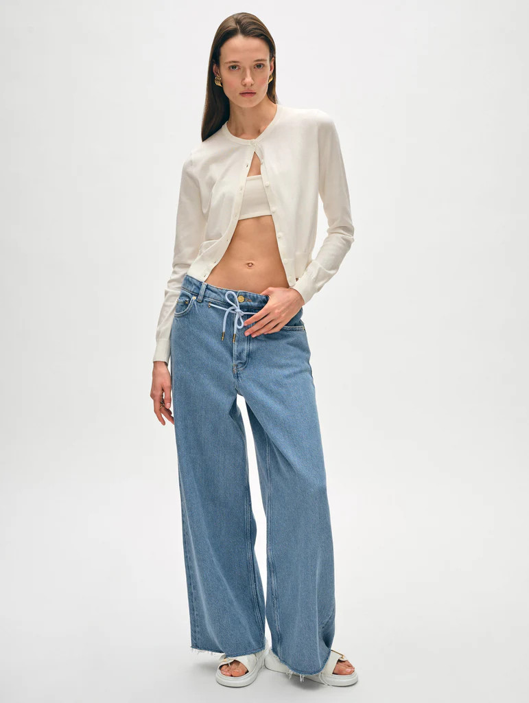 Organic Cotton Crewneck Cardigan | White and Warren