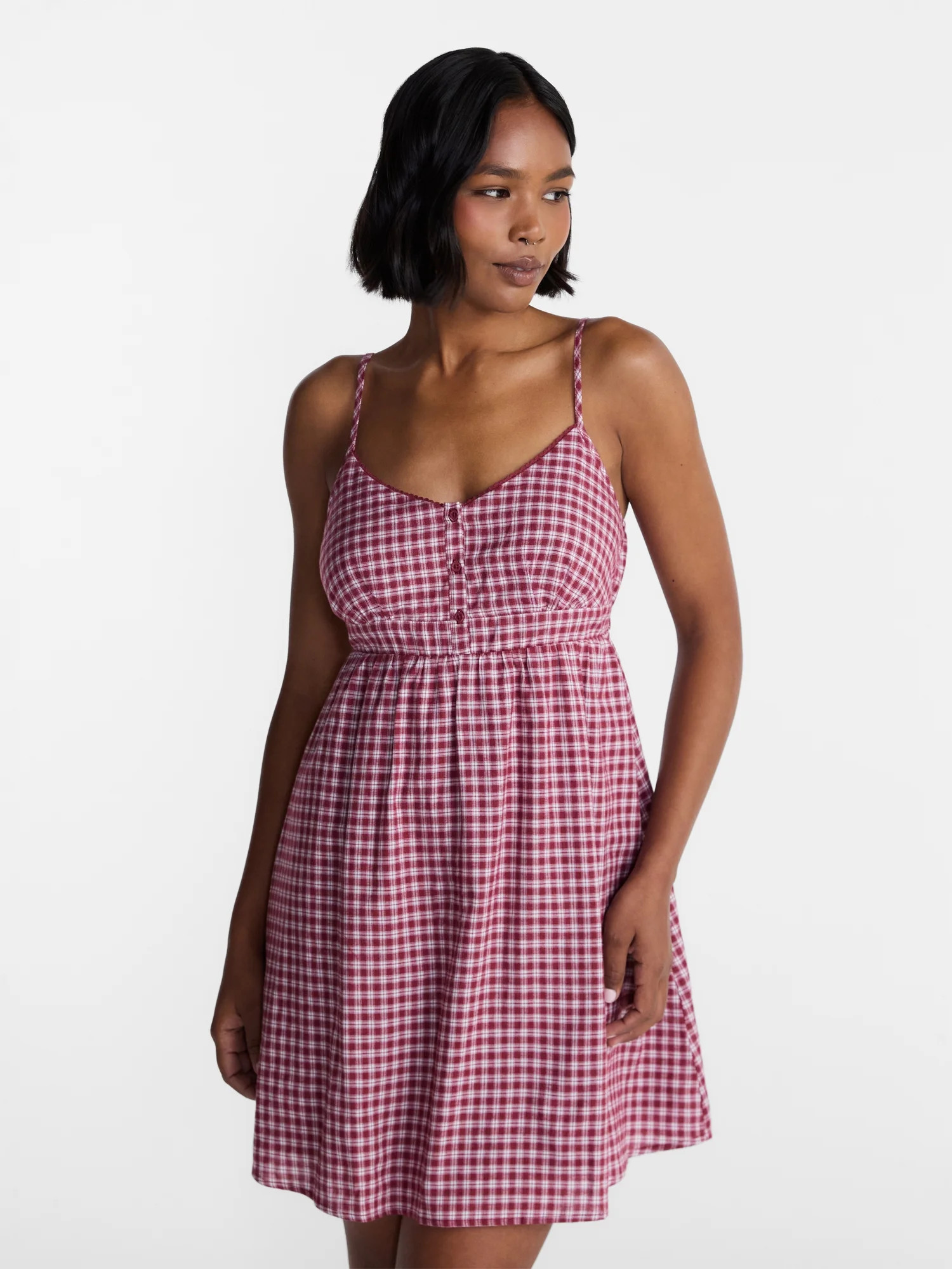 No Boundaries Button Front Mini Dress, Women's XXS-XXL | Walmart (US)