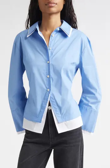 Bonnie Layered Cotton Blend Button-Up Shirt | Nordstrom