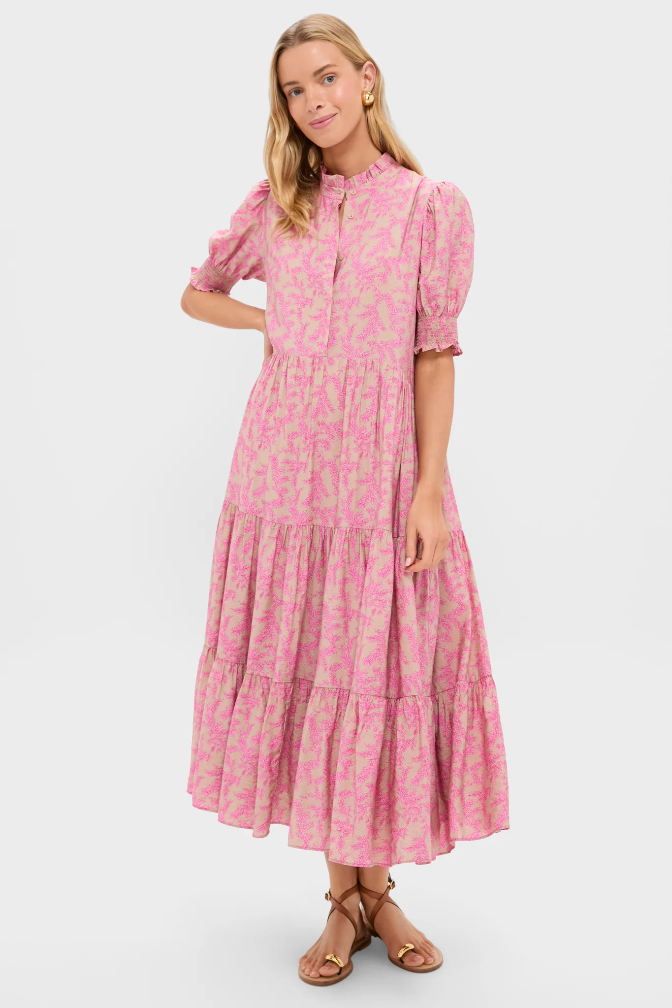 Tan & Pink Vines Bennett Maxi Dress | Tuckernuck (US)