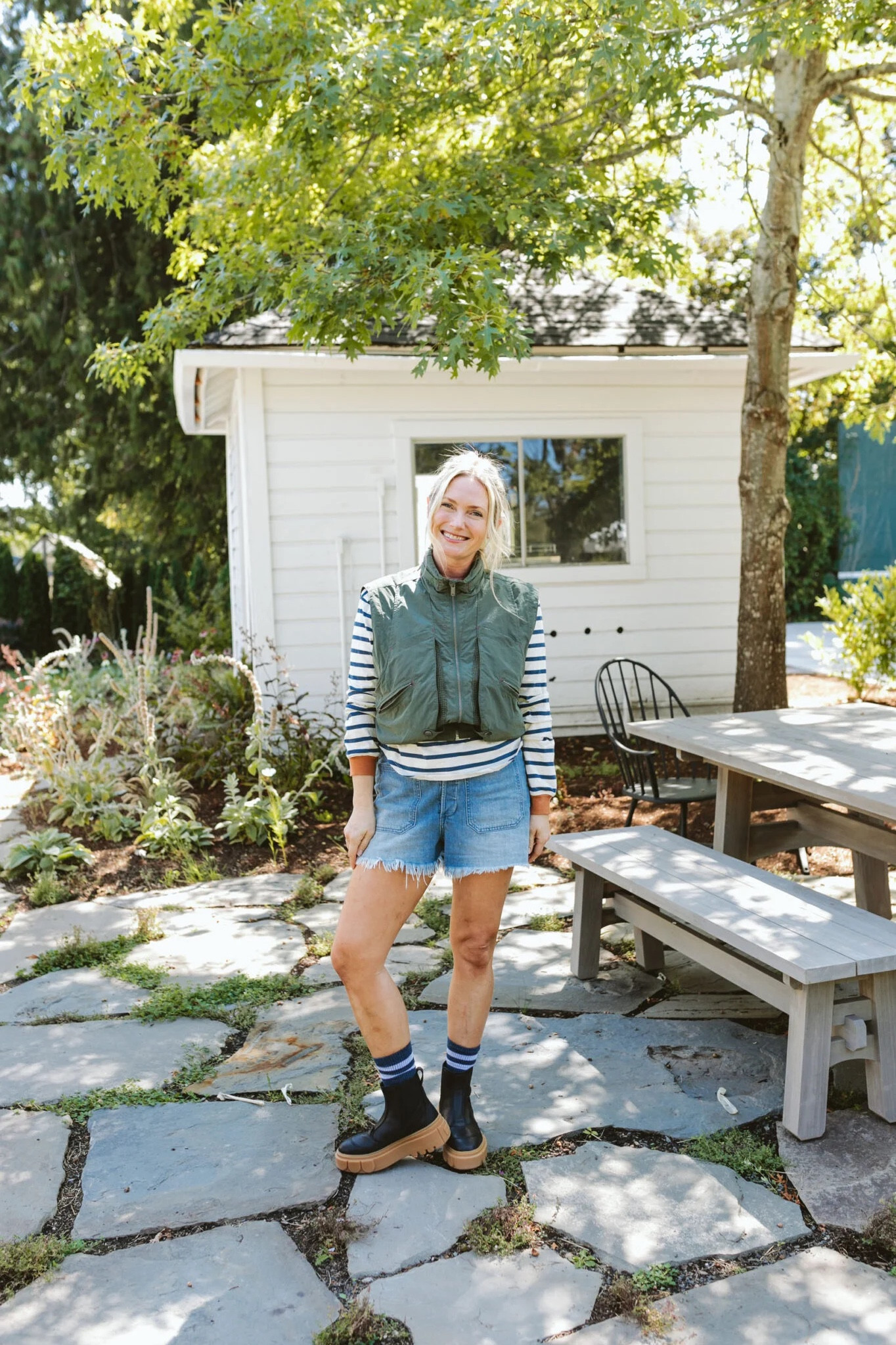 This is a little more “me” right now and likely something I’m going to wear a lot in the next two months. I can’t say enough about these vests and I want to put it out there in the universe a few more times – I THINK I SHOULD DESIGN A LINE OF WALKING CLOTHES. I have extremely specific ideas on what makes something excellent for lifestyle walking (not competitive walking) to look cute/cool/comfortable and yet have the necessary bells and whistles to get the job done (the RIGHT pockets, breathability, layerability, versatility, etc). That’s all to say that this vest is EXCELLENT and I’ve been wearing it a lot on my morning walks (before this heat wave). It’s a great fall layering piece.

#LTKstyletip #LTKover40 #LTKSeasonal