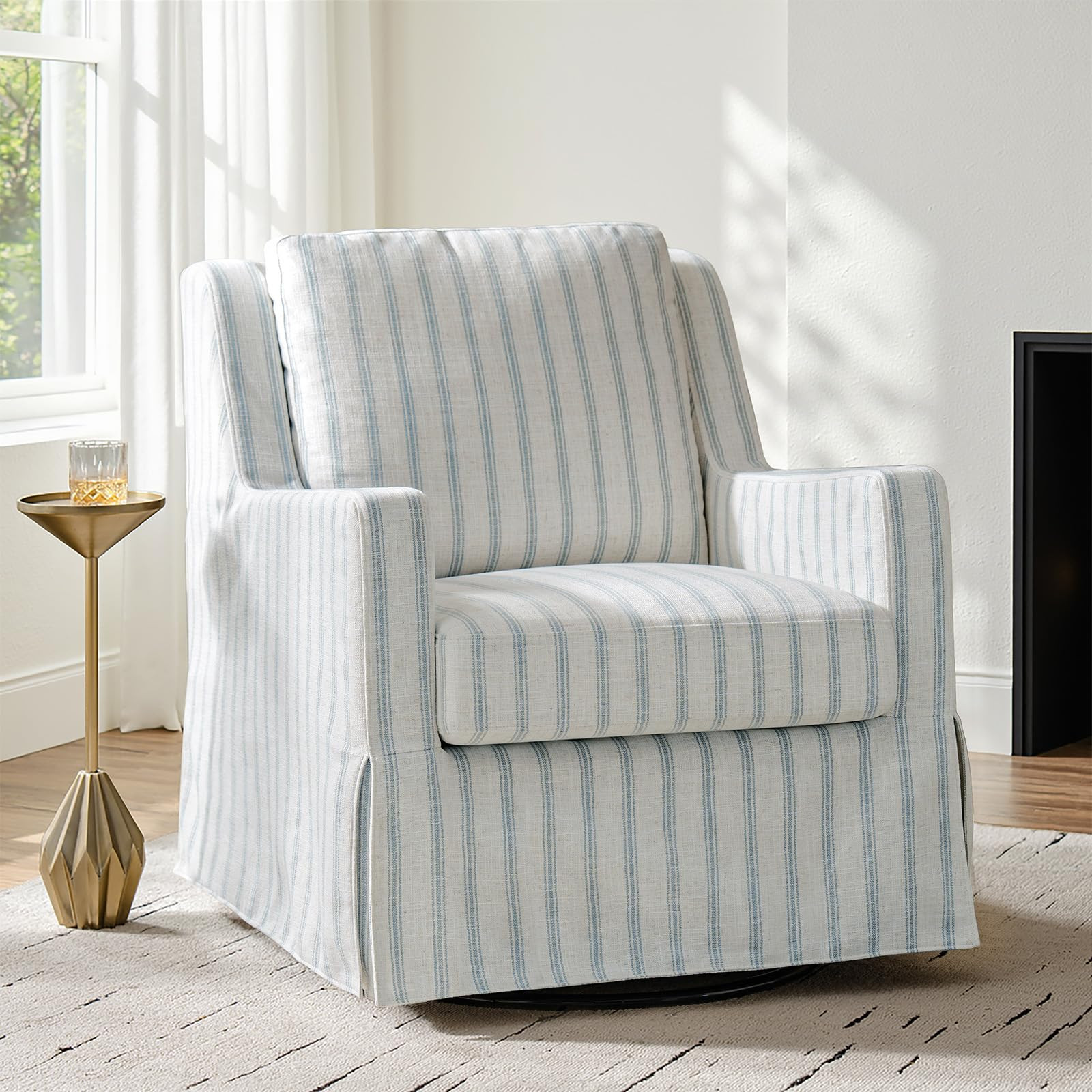 HULALA HOME Swivel Rocker Chair, Farmhouse Swivel Rocking Accent Chair with Removable & Washable ... | Amazon (US)