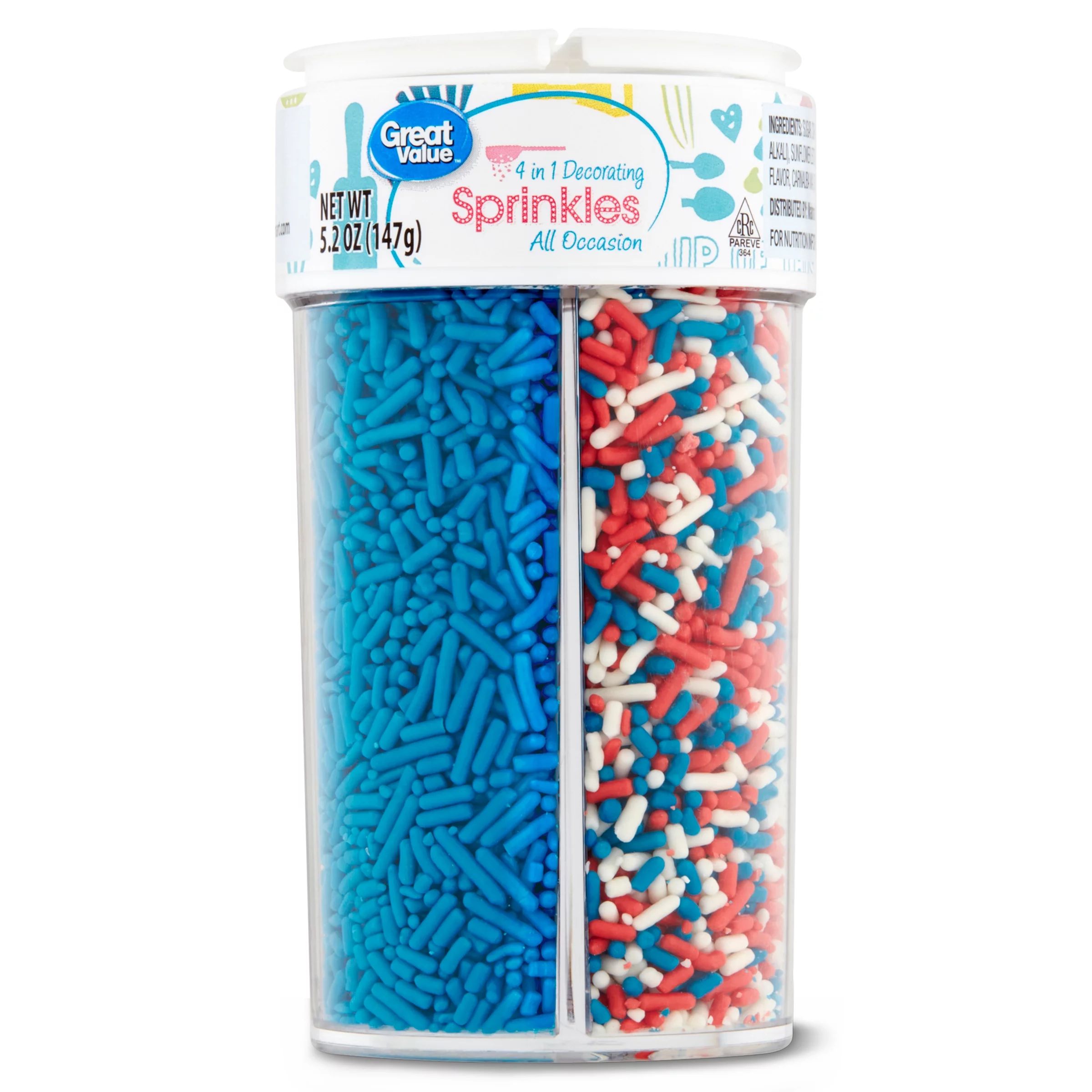 Great Value 4 in 1 Decorating Sprinkles, All Occasion, 5.2 oz | Walmart (US)