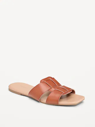 Faux-Leather Slide Sandals | Old Navy (US)
