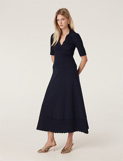 Cable Villa Crepe Knit Scallop Skirt | David Jones | David Jones (Australia & New Zealand)