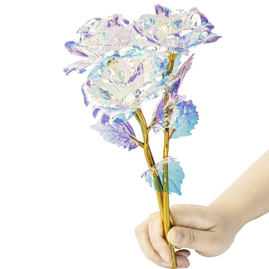 Warmtree 10 Pcs 24K Galaxy Rose Glass Flowers Colorful Gold Rose Artificial Flowers Best Gifts fo... | Amazon (US)