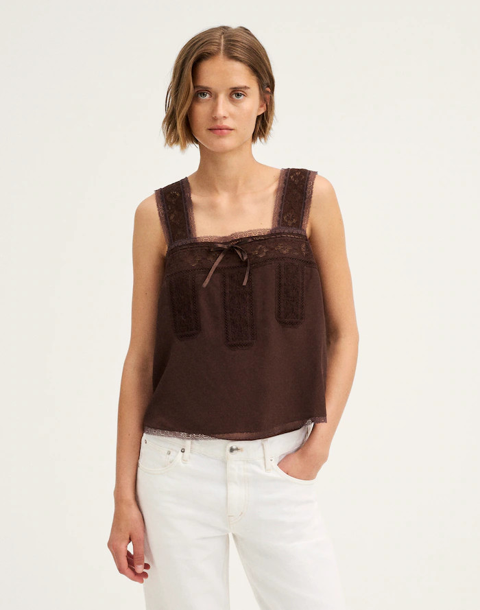 Lace-Insert Tie-Front Cami | Madewell