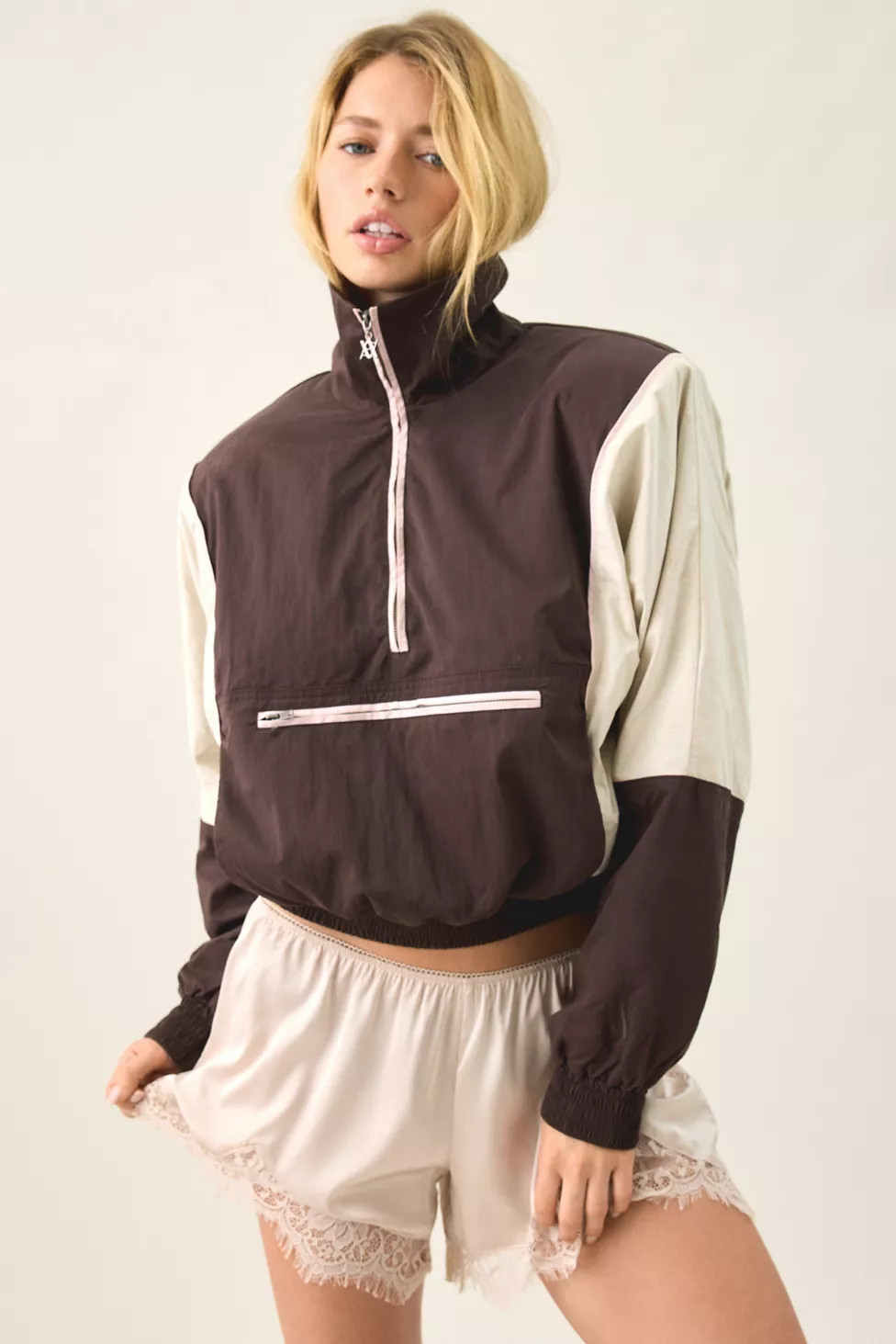 AFRM Virgo Colorblock Cropped Half-Zip Windbreaker | Urban Outfitters (US and RoW)