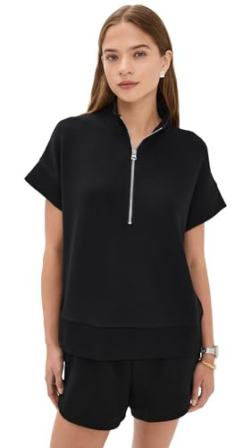Varley Women's Ritchie Short Sleeve Sweatshirt, Black, XS | Amazon (US)