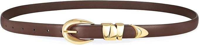 XZQTIVE Women's Skinny Leather Belts Ladies Thin Waist Belts for Jeans Dress Pants Trendy Black B... | Amazon (US)