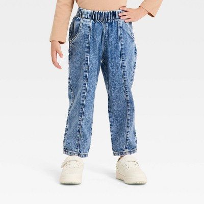 Toddler Girls' Relaxed Fit Pull-On Denim Pants - Cat & Jack™ Medium Wash 12M | Target