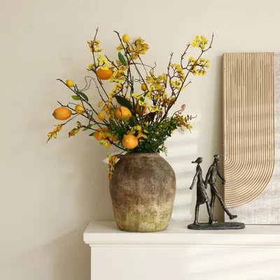 Rustic Ginger Root Brown Terracotta 11-Inch Tall Indoor and Outdoor Jug Vase | Wayfair North America