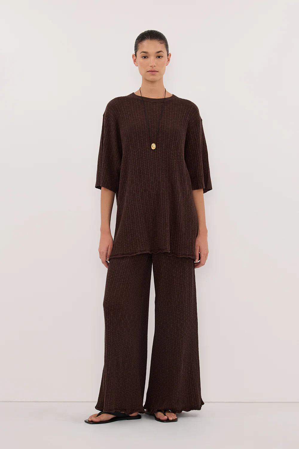 MAX CHOC WIDE LEG KNIT PANT | DISSH