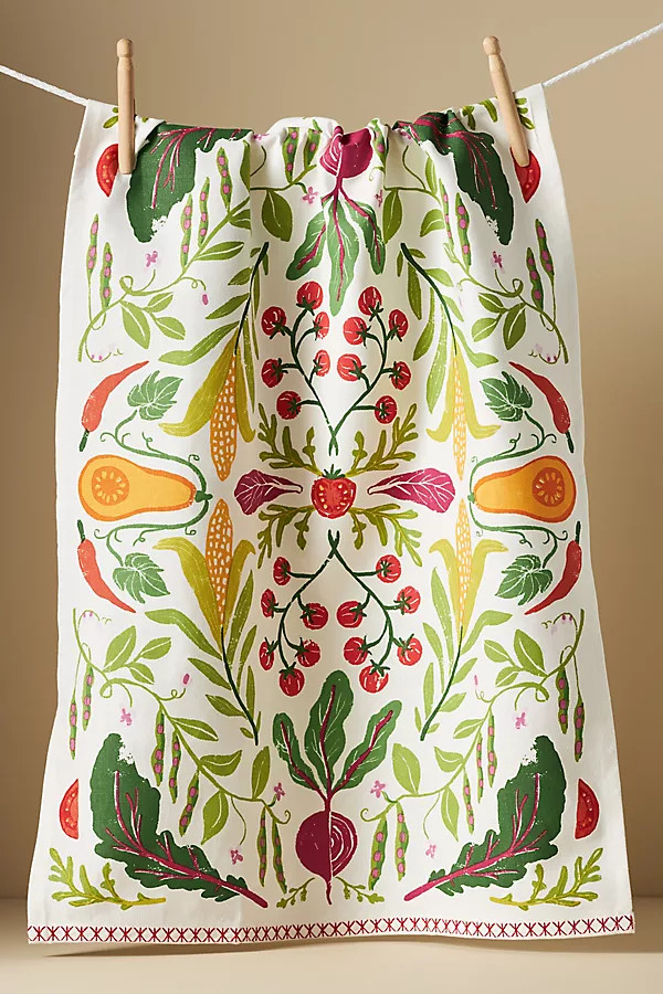 Folkloric Veggies Dish Towel | Anthropologie (US)