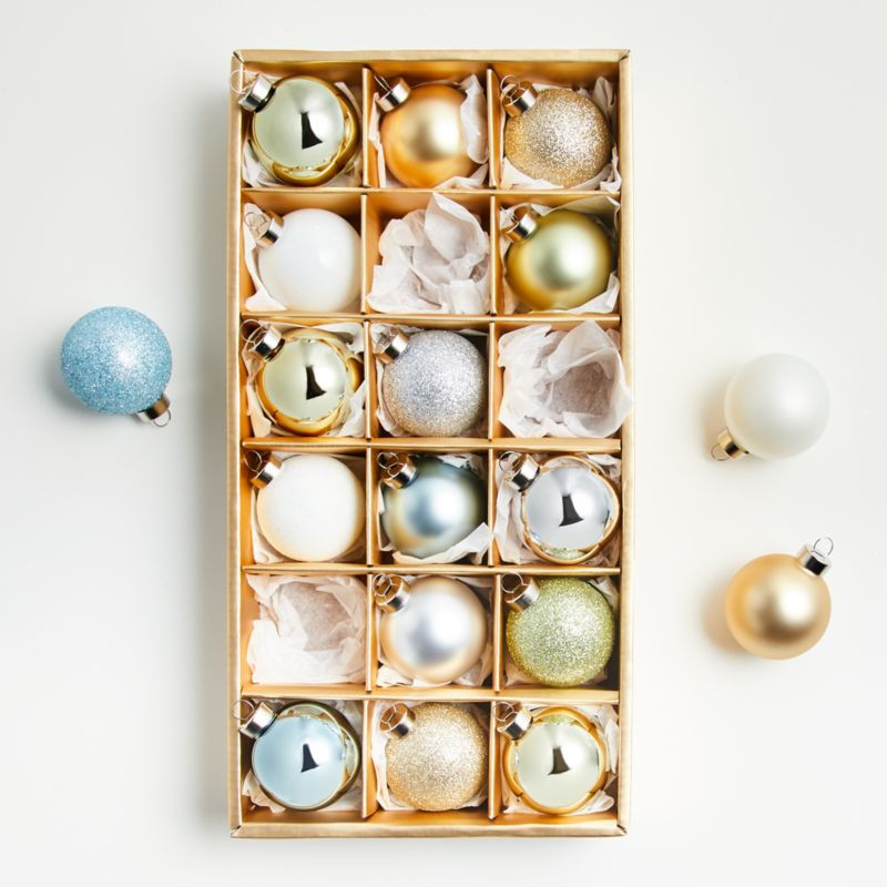 Medium Nordic Sage Ball Christmas Ornament Set | Crate and Barrel | Crate & Barrel