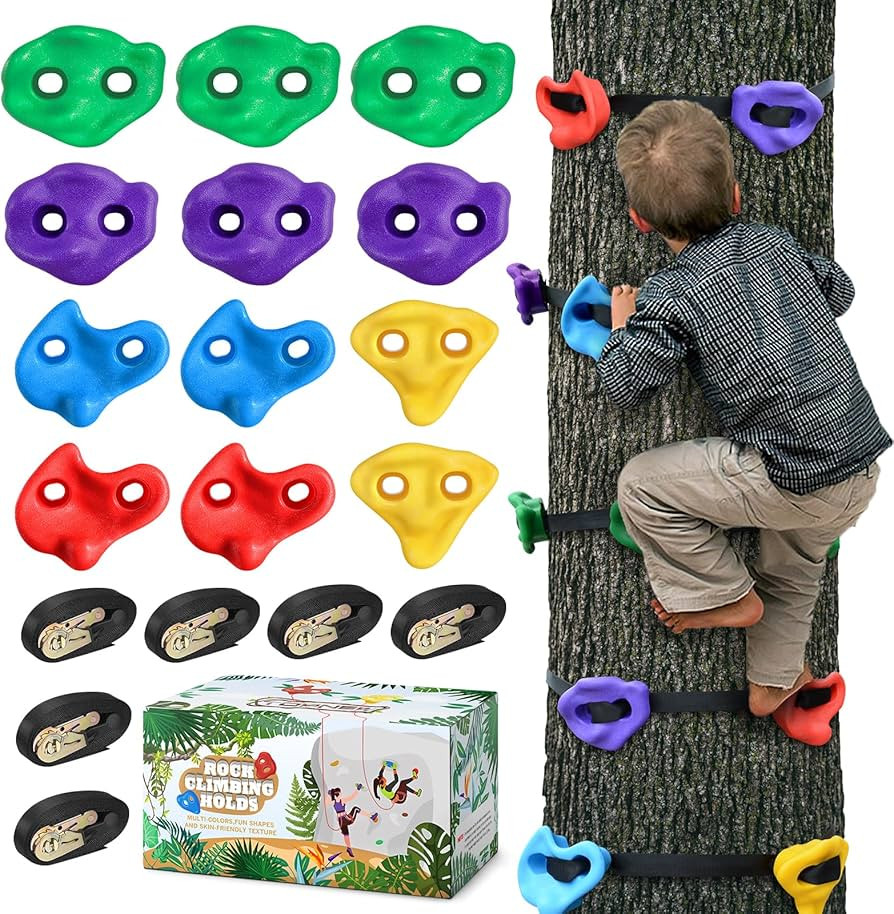 TOPNEW 12 Ninja Tree Climbing Holds for Kids Climber, Adult Climbing Rocks with 6 Ratchet Straps ... | Amazon (US)