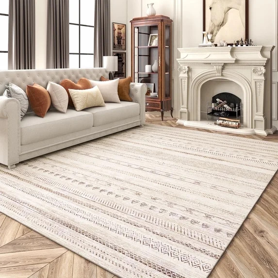 VUNATE 5'x7' Area Rugs for Living Room Washable Rugs Boho Moroccan Area Rug Soft Neutral Geometri... | Walmart (US)