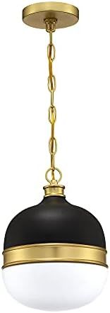 MOTINI Globe Pendant Light, Matte Black and Gold Brushed Brass Pendant Lighting with White Opal G... | Amazon (US)