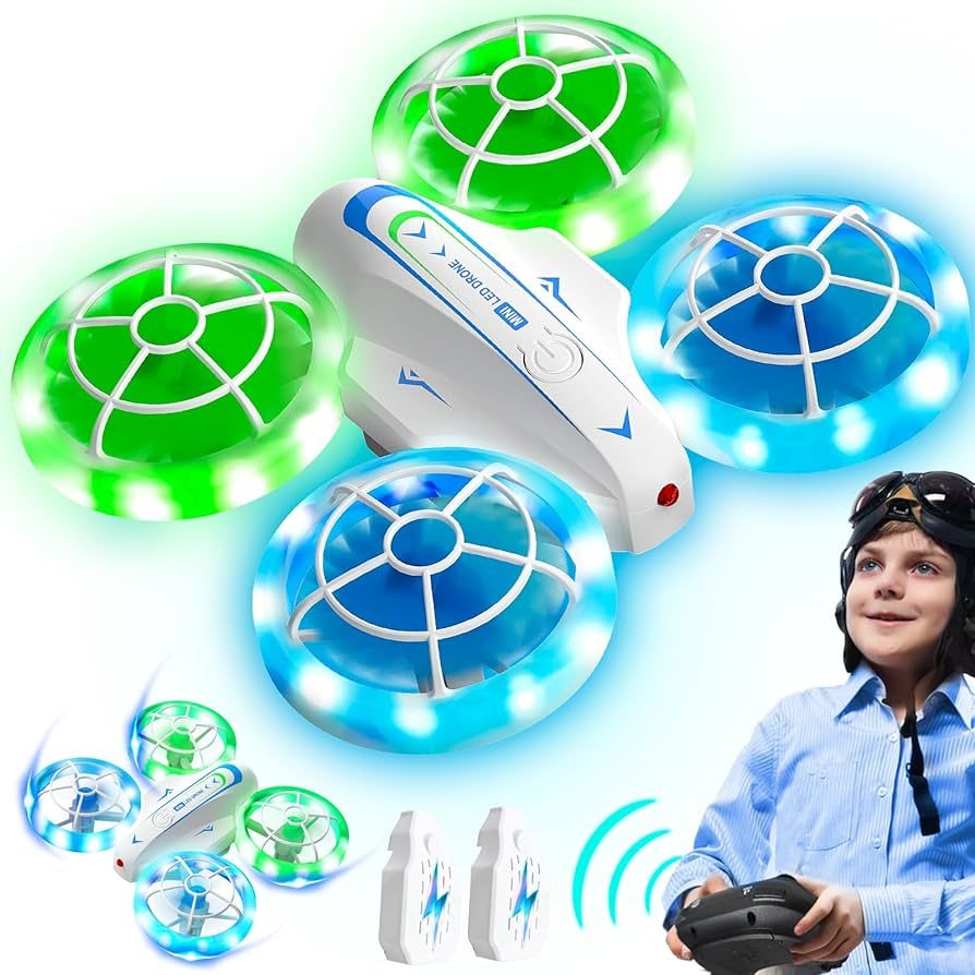 Mini Drone for Kids and Beginners, LED Quadcopter with Altitude Hold, 3D Flip, Headless Mode, 2 B... | Amazon (US)