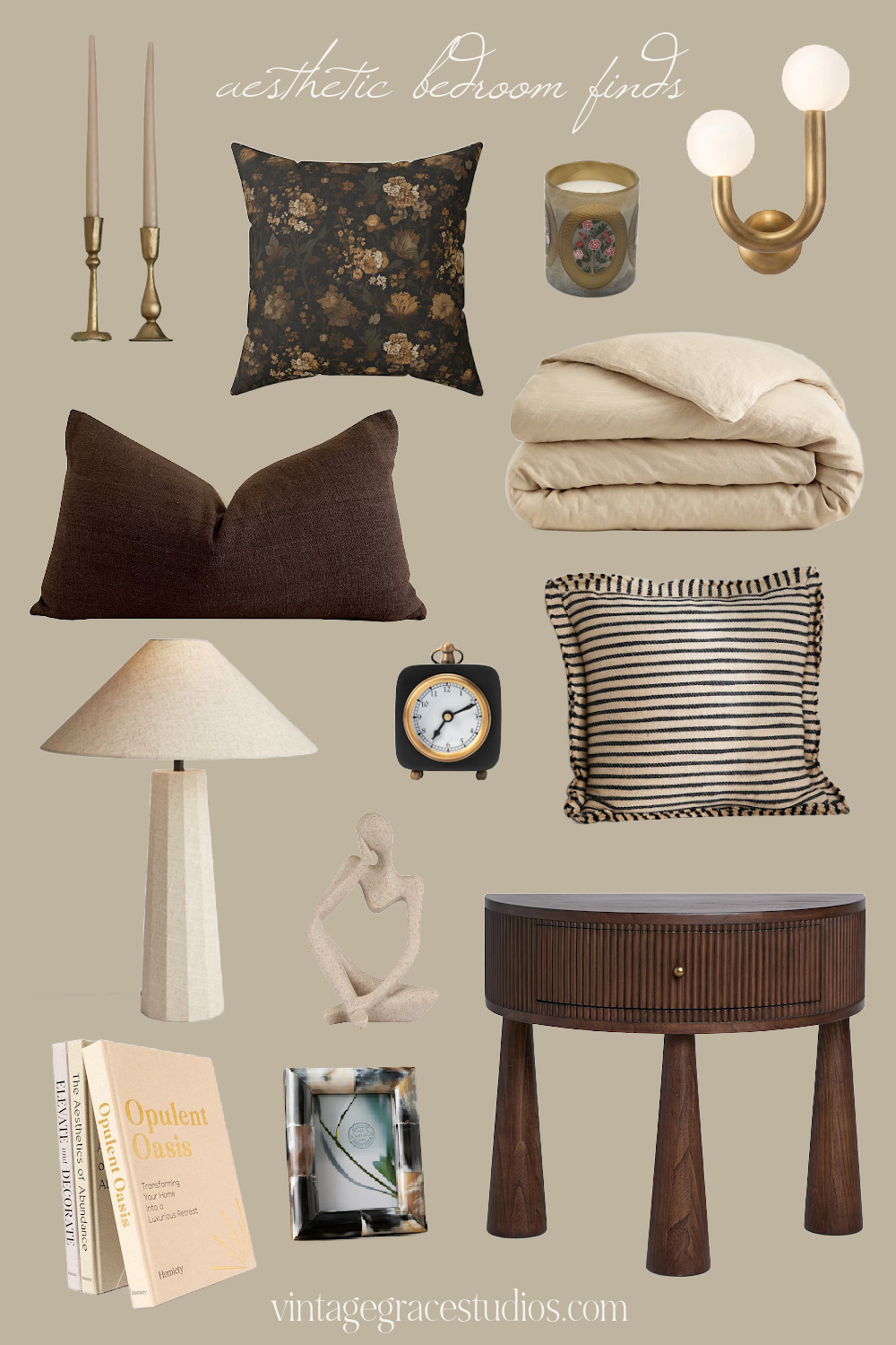 bedroom furniture, bedroom decor, bedroom inspo, aesthetic bedroom decor, nightstand, candlesticks, candlestick holder, throw pillows, sconce, linen duvet, lamp, small decor, coffee table books, lumbar pillow, picture frame 

 #LTKHome