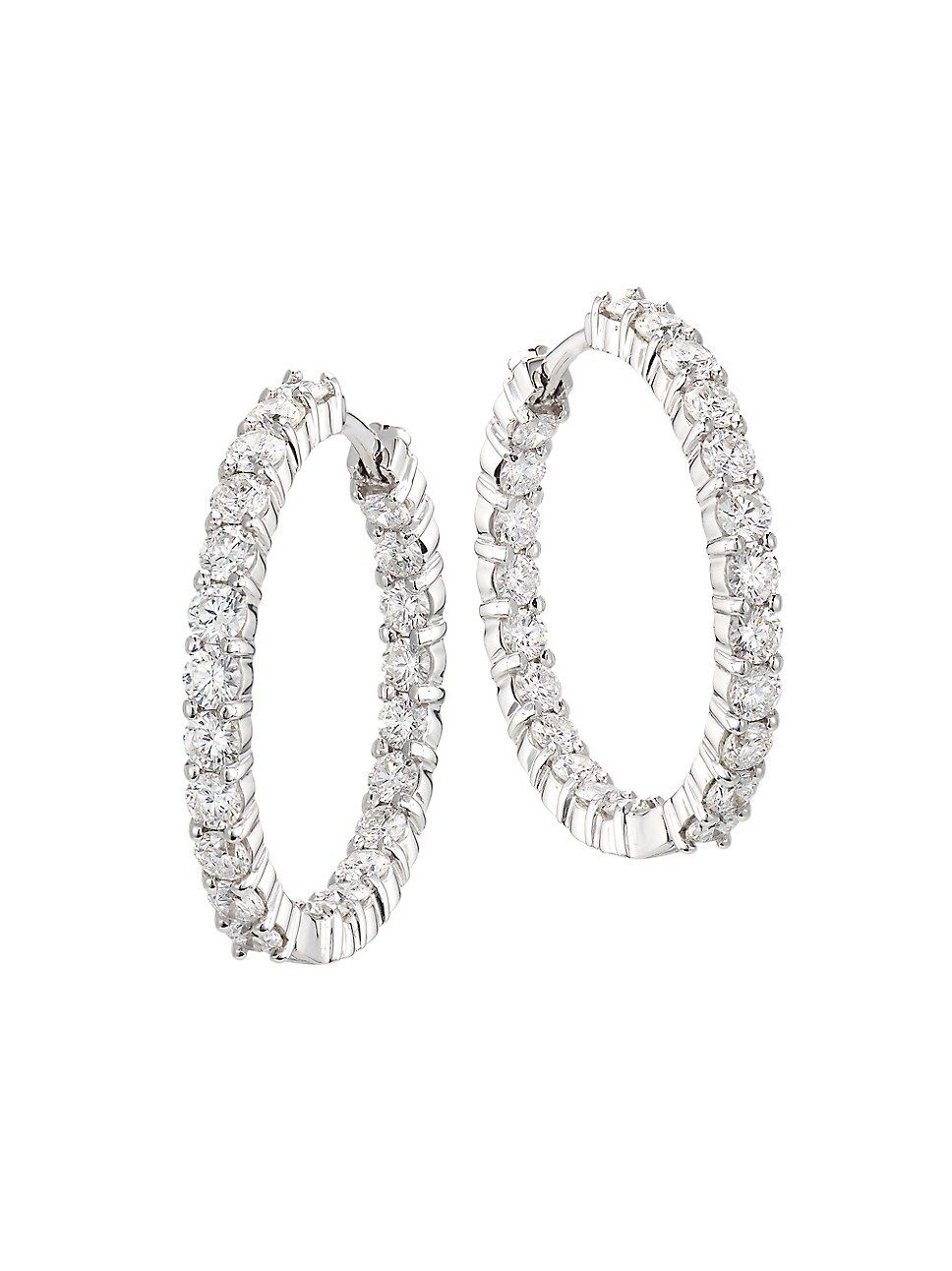 18K White Gold & Diamond Inside-Out Hoop Earrings | Saks Fifth Avenue