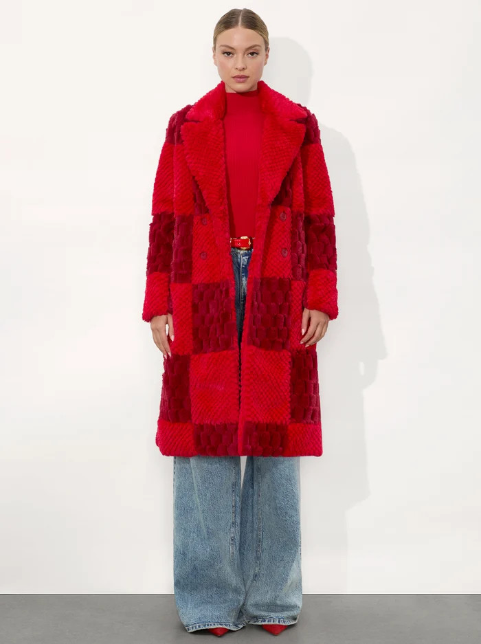 MOORE FAUX FUR PEACOAT | Alice + Olivia