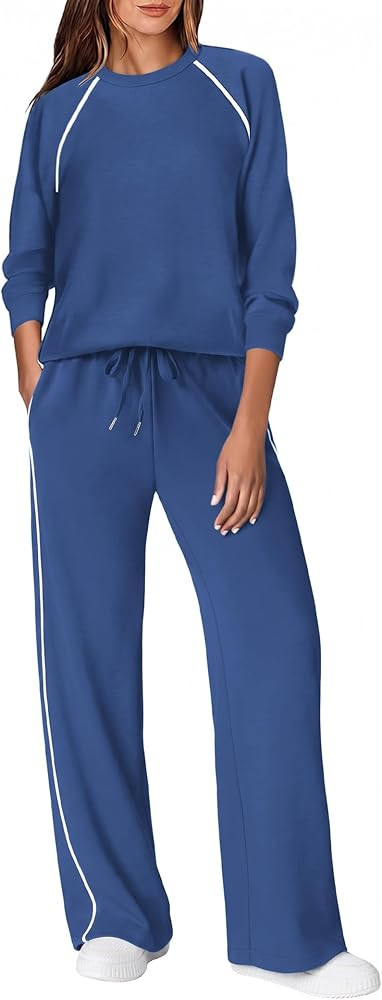 Ekoauer Lounge Sets for Women 2 Piece Sets Matching Wide Leg Pants Outfits | Amazon (US)