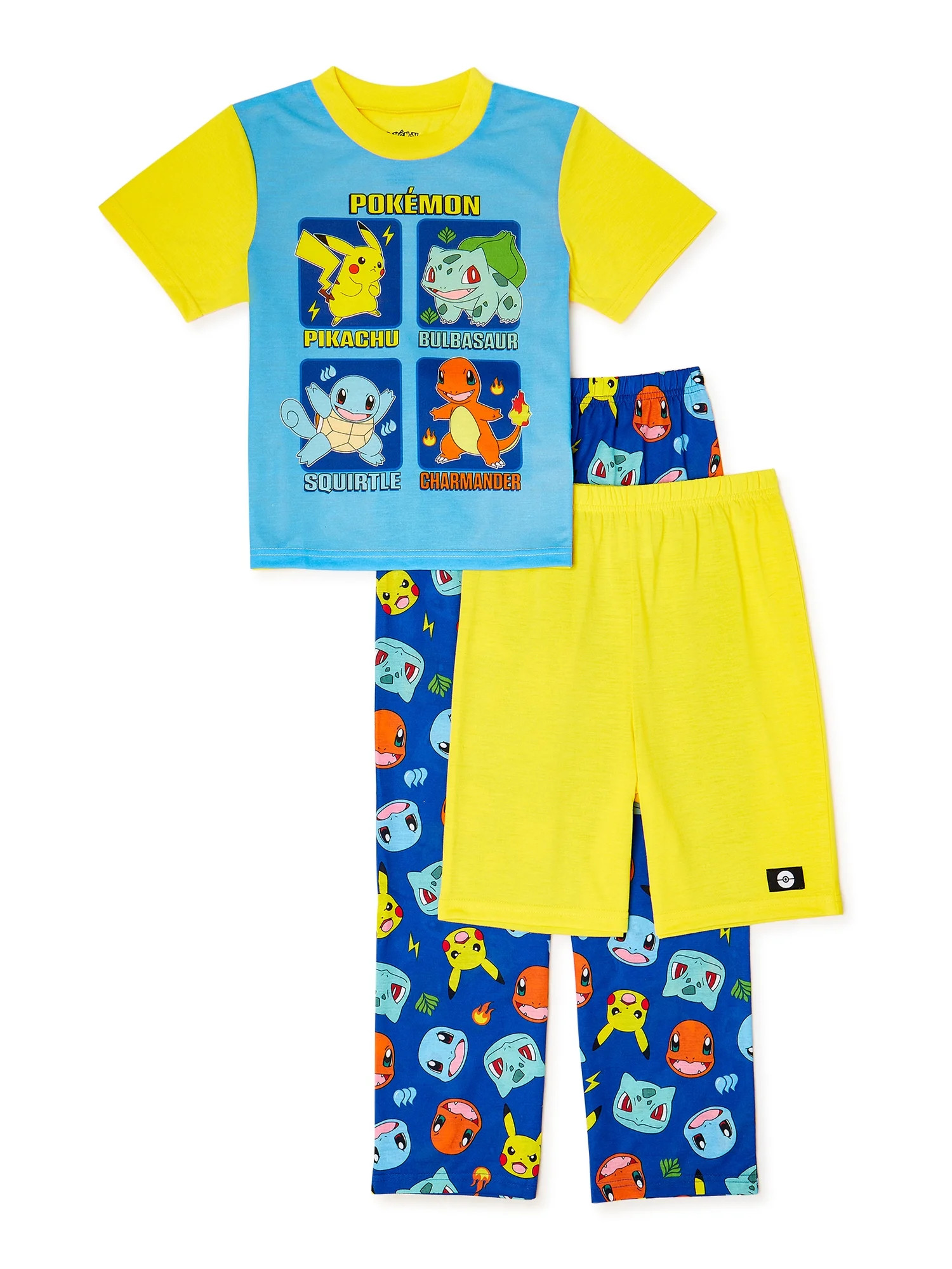 Pokemon Boys Classic Short Sleeve Top, Shorts, and Pants 3-Piece Pajama Sleep Set, Sizes 6-12 - W... | Walmart (US)