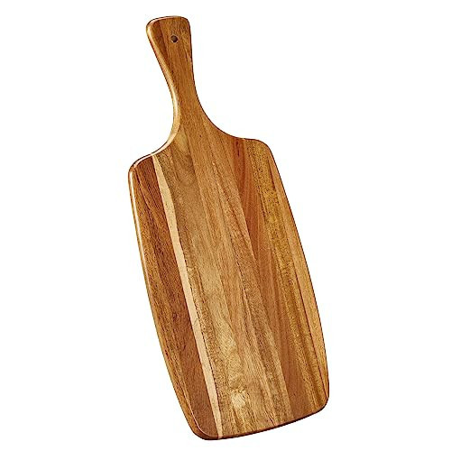TEIBVG Acacia Wood Cutting Board and Cheese Board with Handle for Braed, Chopping Board, Meat, Fruits and Charcuterie - Decorative Wooden Serving Board for Kitchen, 17x7 Inch | Amazon (US)