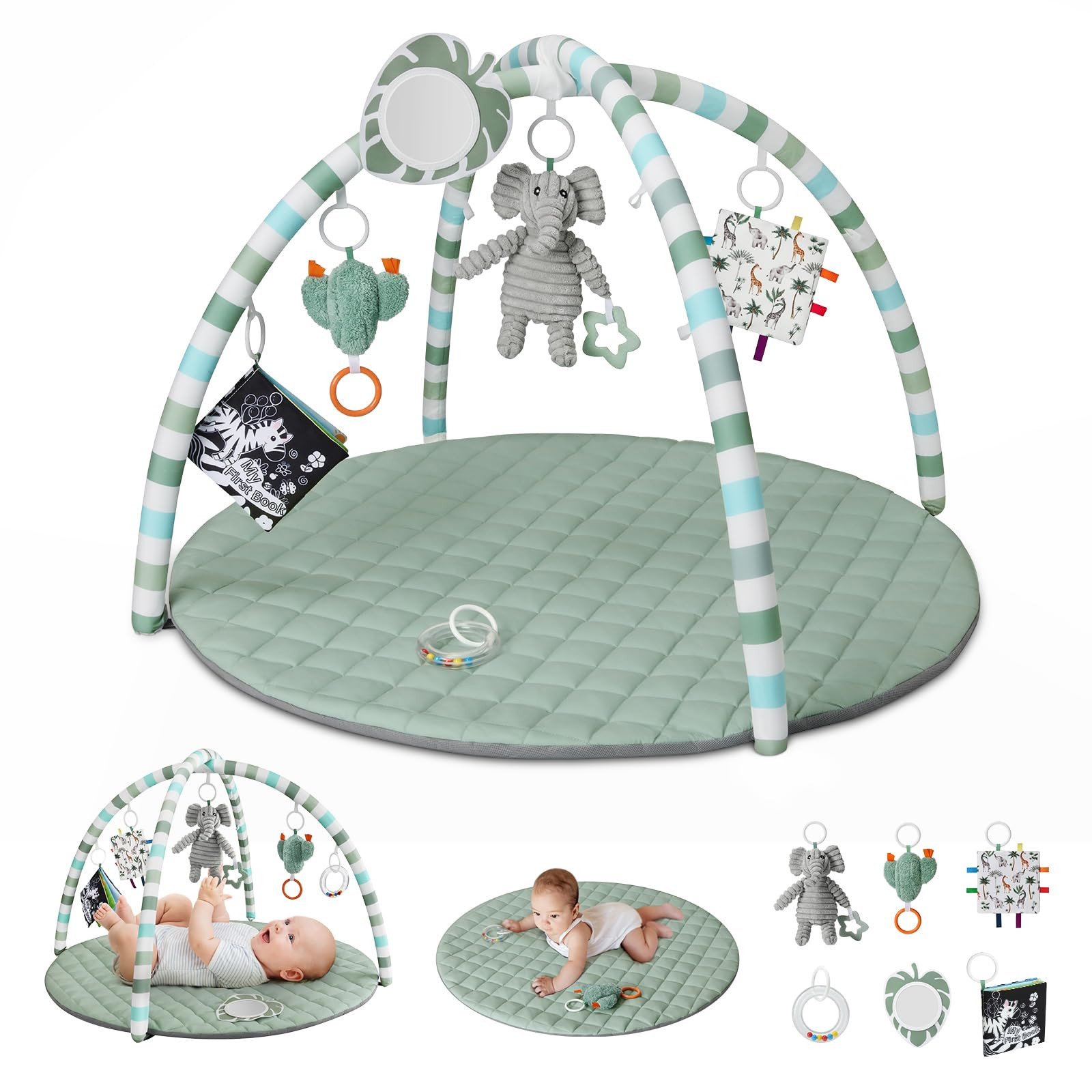 Blissful Diary Baby Play Gym Mat, Play Mat Activity Mat with 6 Detachable Toys for Stage-Based Se... | Amazon (US)