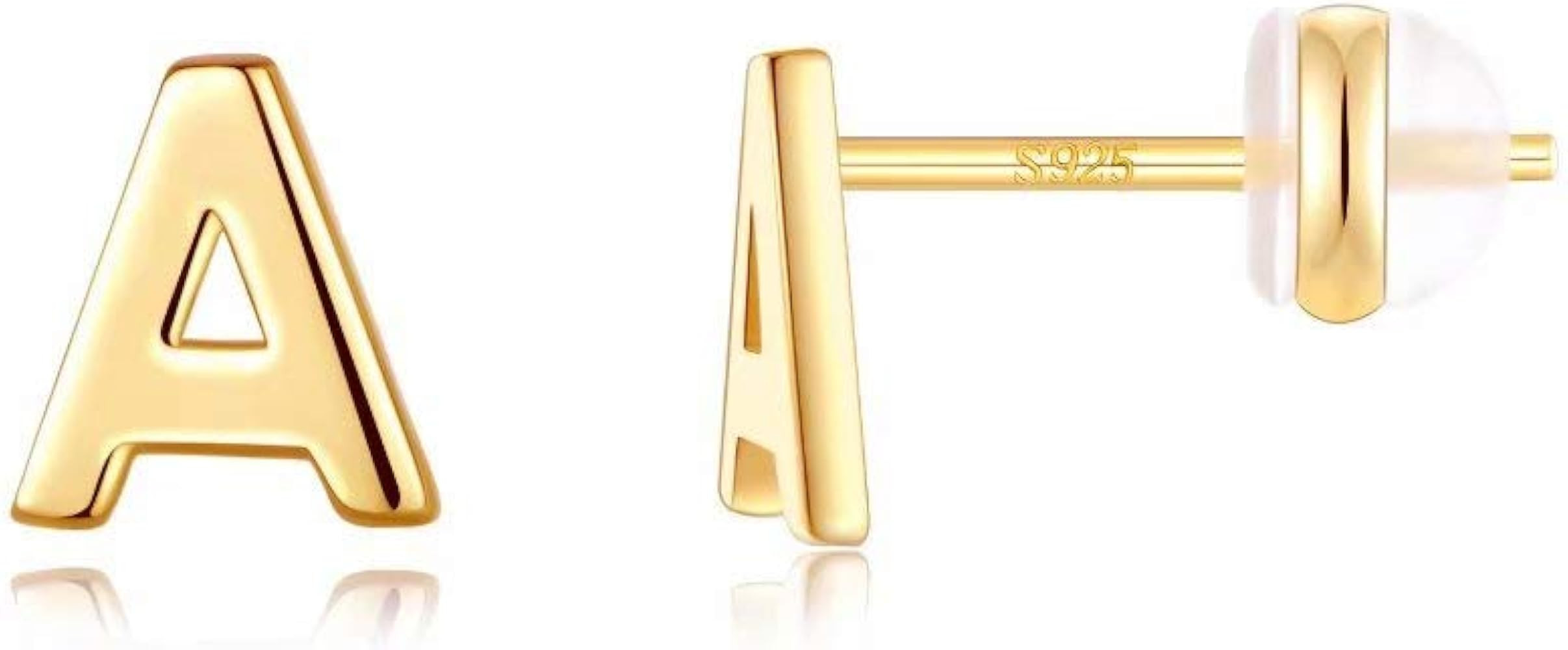 Sterling Silver Stud Earrings for Girls Women, 925 Sterling Silver Initial Stud Earrings Hypoalle... | Amazon (US)