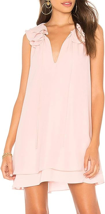 Glamaker Women's V Neck Leopard Print Mini Tank Dress Summer Chiffon High Waisted Sleeveless Swin... | Amazon (US)