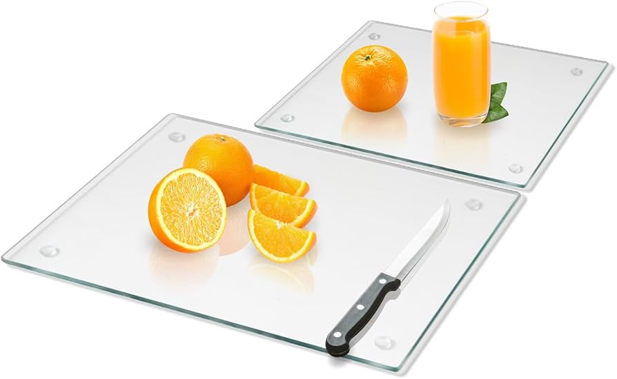 Tempered Glass Cutting Board for Kitchen, Clear Glass Board for Countertop, Heat Resistant, with ... | Amazon (US)