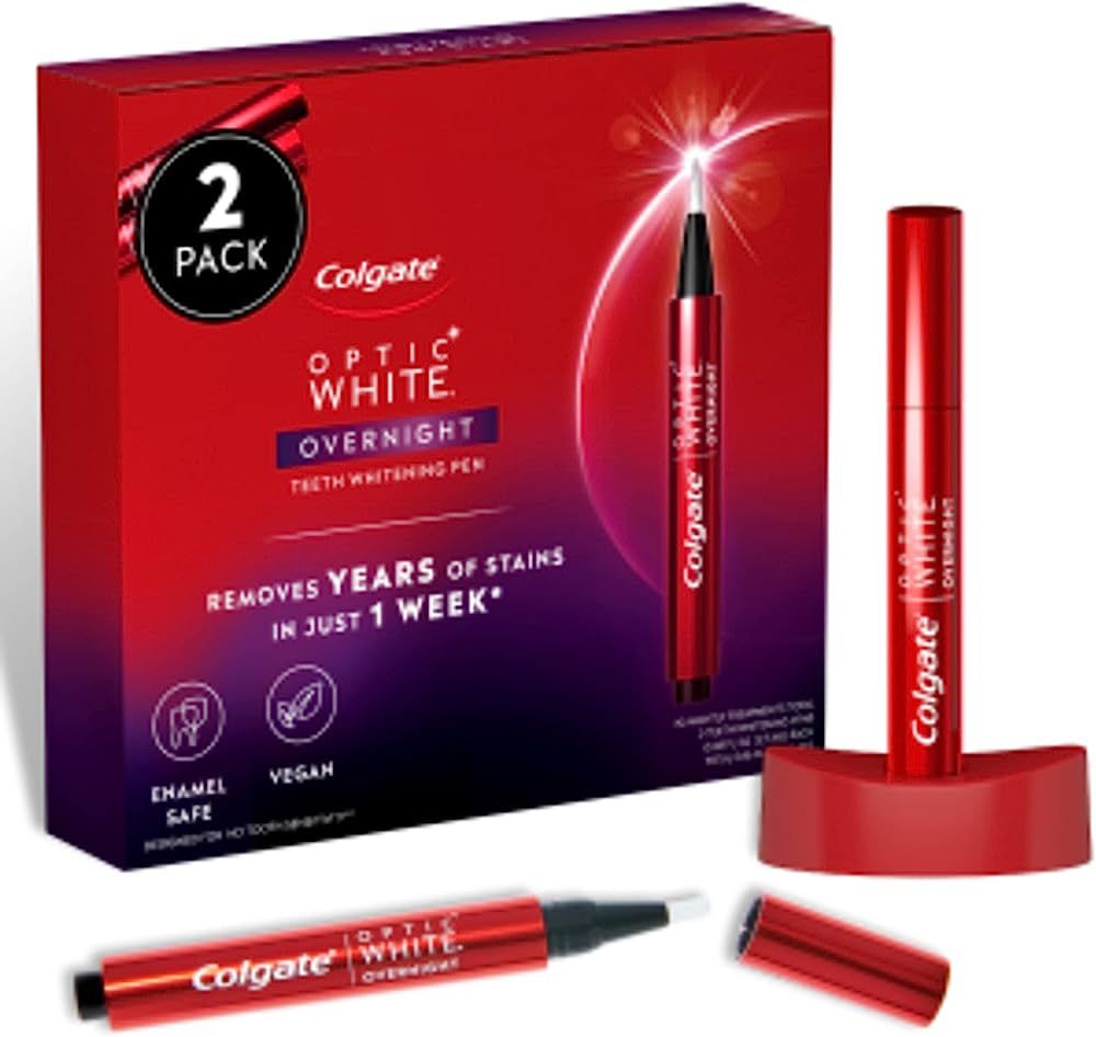 Colgate Optic White Overnight Teeth Whitening Pen, Enamel Safe and Vegan, Teeth Stain Remover to ... | Amazon (US)