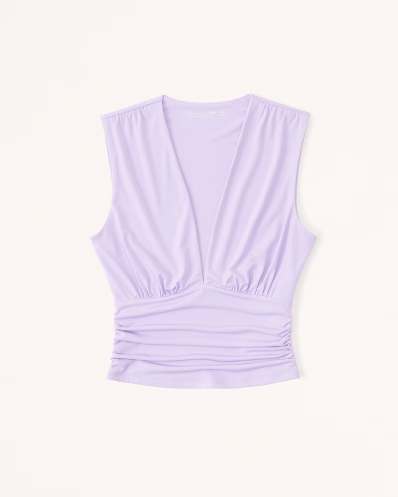 Cropped V-Neck Ruched Top | Abercrombie & Fitch (US)