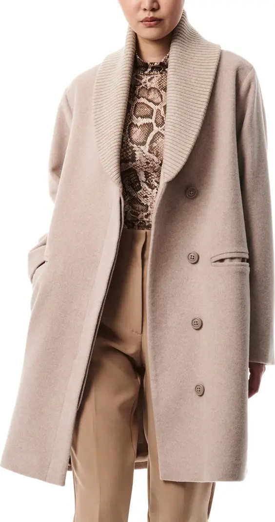 Rib Shawl Collar Wool Blend Coat | Nordstrom
