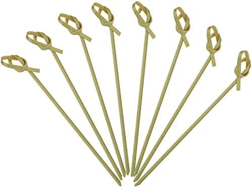 Minisland 200 Pcs Premium Bamboo Knot Cocktail Picks 4.7 Inch Long Fancy Toothpicks for Appetizer... | Amazon (US)