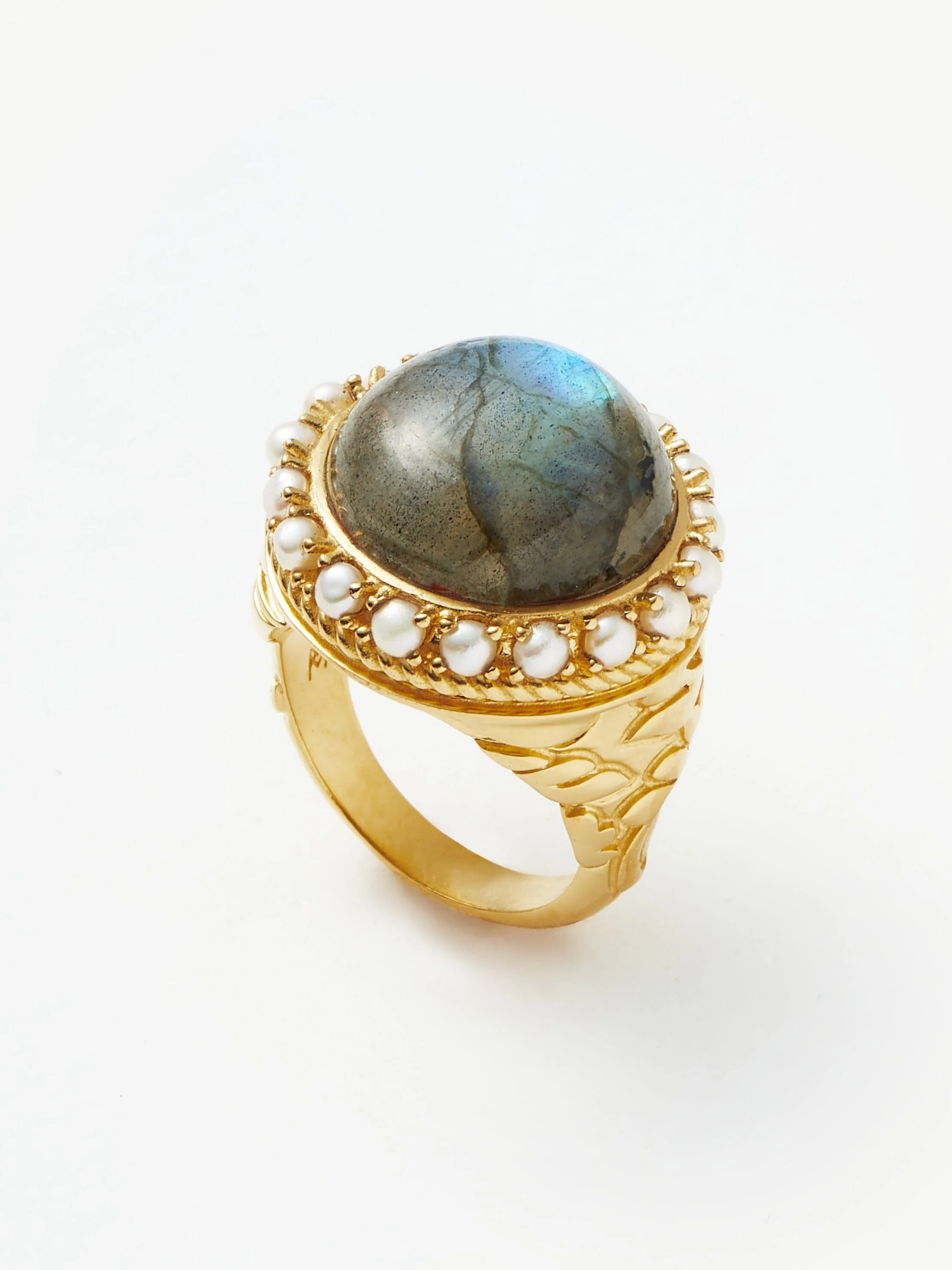 Harris Reed Labradorite Cocktail Ring | 18k Gold Plated/Pearl & Labrad | Missoma US
