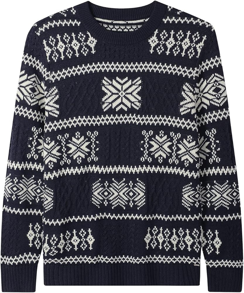 ZHILI Ugly Christmas Sweaters for Men Featuring Winter Argyle Patterns Loose Crew Neck Pullover S... | Amazon (US)