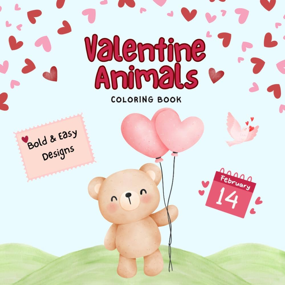 Valentine’s Day Coloring & Tracing Book for Kids Ages 2–5 Cute Animals, Kawaii Characters, Si... | Amazon (US)