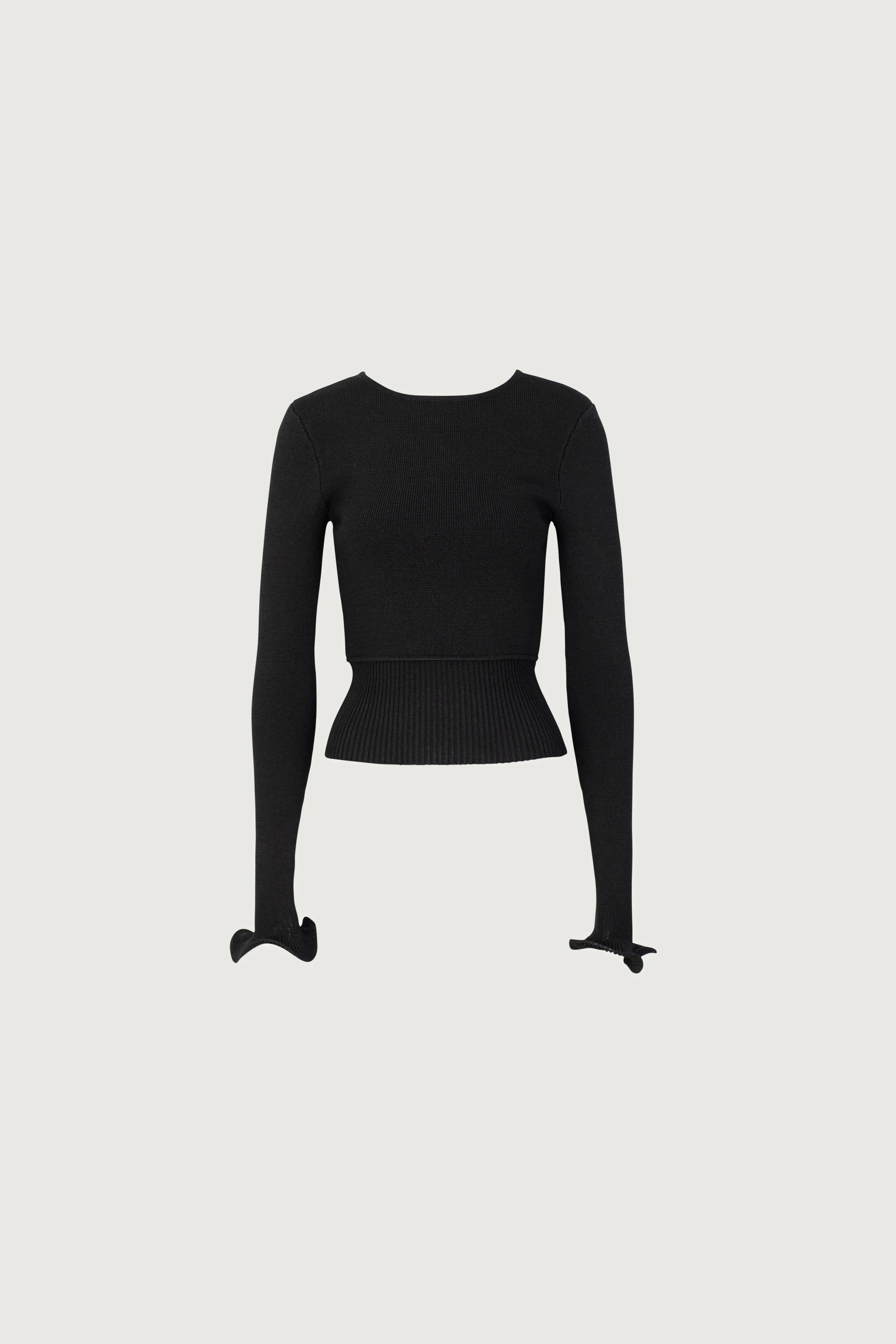 Ruffle Hem Sweater (Black) | SAME
